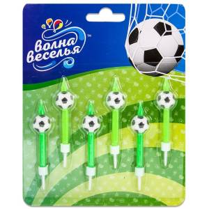 Свечи "Футбольный мяч" 6 см., 6 шт.