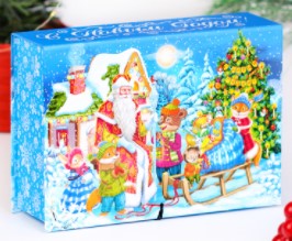 Коробка-книга Дедушка Мороз и лесные звери 135*200*60мм/КК-2387