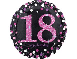 Шар HB Sparkling Birthday 18 pink (Анаграм) 