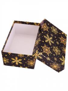 Коробка Золотые снежинки на черном 34*22*7мм/Кор-2103