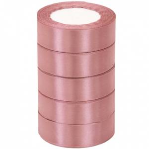 Лента атлас бежево-красная 25 мм*22,85 м в уп. (5 шт.) / 4886615