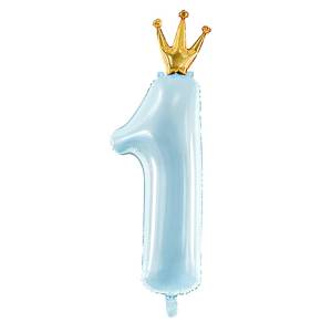 Цифра "1" 35,5" с короной Sky Blue / Китай 1207-4355
