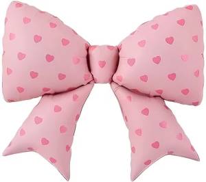 38" Бант сердечки, розовый / Китай 27782