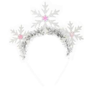 Ободок Снежинки с мишурой серебро блеск / 1501-6372