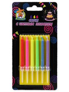 Свечи д/торта с цветным пламенем 6 шт.