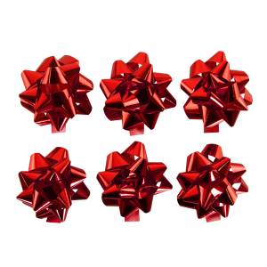 Бант-звезда, красный металлик 7,6 см., 6 шт. / 6231060