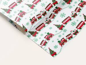 Бумага упак. "Новогодний поезд" 70*100 см (10 листов) /УБ-6504