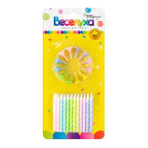 Свечи т/торта классические Макаронс с держателями /24 шт, 6 см 620003-P