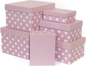 Коробка 15*11*5 см "Белые точки" розовый кварц