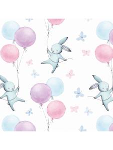 Бумага упак. "Зайка на воздушном шаре" 70*100 см. (10 листов)/ УБ-4455