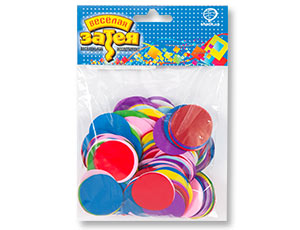 Конфетти "Круги п/э ассорти" 35 мм.,100 гр..