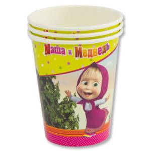 Стаканы бумажные "Маша и Медведь" 250 мл, 6 шт 1502-1846
