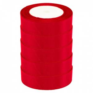 Лента атлас красная 25 мм*22,85 м в уп. (5 шт.) / 4886606