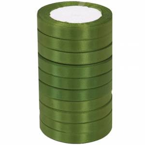 Лента атлас темно-зеленая 12 мм*22,85 м в уп. (10 шт.) / 88017679