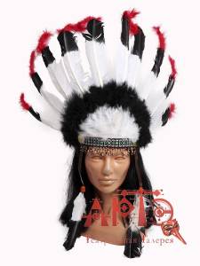 Диадема "Индеец" малая черно-белая