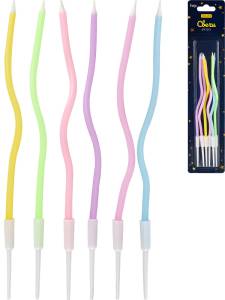 Свечи для торта на подставках "Нежность" 0.4*12+4 см, 6 шт/С-2005