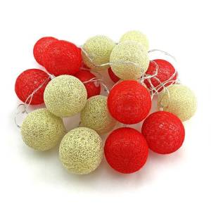 Гирлянда "Хлопковый шар" красный и золотой  3 м. / 193209