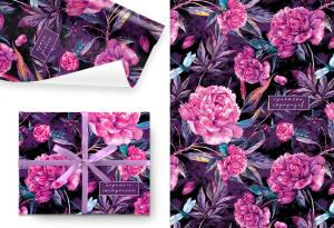 Упак. бумага "Розовые пионы" 100*70 см, 5 листов /Ч44709