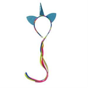 Карнавал ободок "Единорог" с косичкой,голубой / 3544616