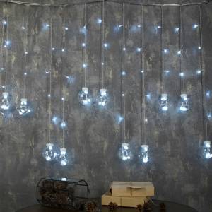 Гирлянда "Бахрома Шарики" БЕЛЫЙ 2,4*0,7 м. 2361717