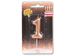 Свеча -цифра "1" Розовое золото 4,5 см/1502-3001