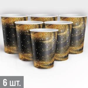 Стакан "Черное с золотом" 250 мл. 6 шт. / 3.0000858