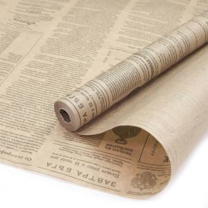 Упак бумага-крафт Верже Винтаж.газета, Серый 0,7*10м / 56936