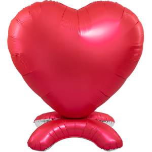 66" Сердце (сатин) красное на подставке  (Китай) / 25202