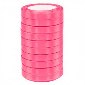 Лента атлас розовая 12 мм*22,85 м в уп. (10 шт.) / 88017649
