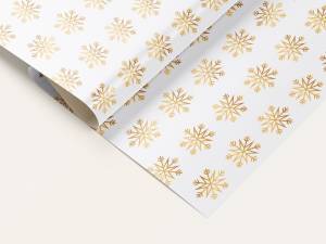 Бумага упак. "Золотистые снежинки" 70*100 см (10 листов) /УБ-6520