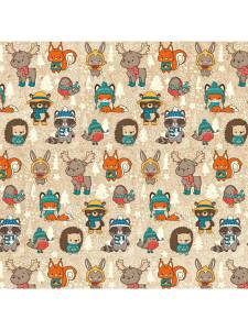 Бумага упак. Новогодние советские зверята 70*100см (10 листов)/УБ-3220