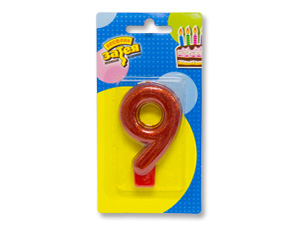 Свеча-цифра "9" Блестящая 7,6см / 1502-2156