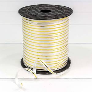 Лента c золотой полоской 5 мм*228м/250 ярд Белая /Китай 1302-1515