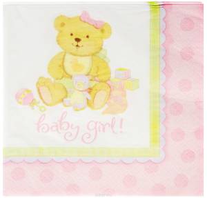 Cалфетки бумажные "Медвежонок Девочка" 33 см 16шт