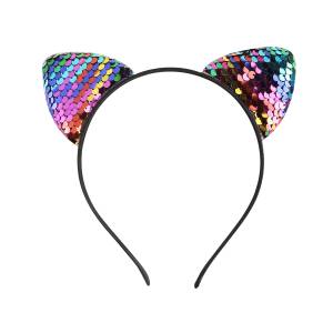 Ободок Кошечка с пайетками, Радужный/623087