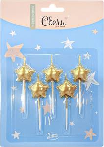 Свечи "Звезды, Воздушный шар" 5 шт. с держат./ 639280