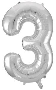 Цифра "3" 34" - серебро/ Китай