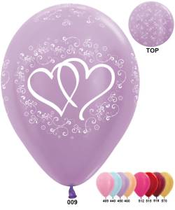 Свадебные сердца 12", металл-перл. (Колумбия)