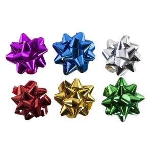 Бант-звезда, ассорти металлик 7,6 см., 6 шт. / 6231061