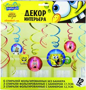Спираль "Губка-Боб" 46-60 см.12 шт.