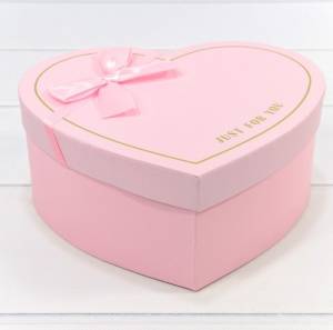 Коробка сердце 22,2*19,5*9 см "JUST FOR YOU" розовая с бантом