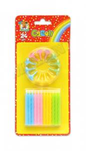 Свечи д/торта с подст. "Веселая радуга 24 шт."