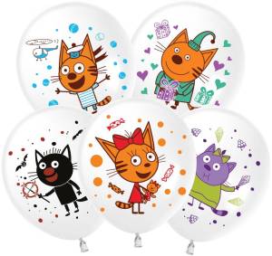 12" Три Кота, Играем вместе! белый пастель (Китай 512)/ 25 шт 703057