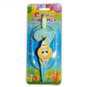 Свеча-цифра 7,6 см Смайлик "7"                    