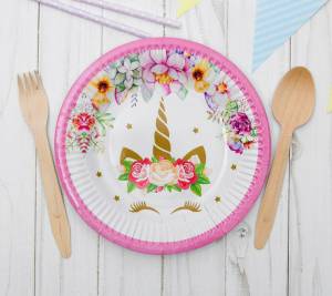 Тарелка Единорог и цветы/ 6 шт. 3747668