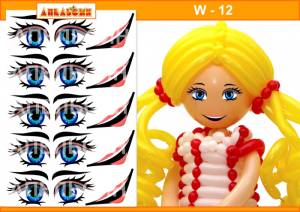 Наклейки "Глаза, Лицо женское"(5 комплектов на листе)/W-12