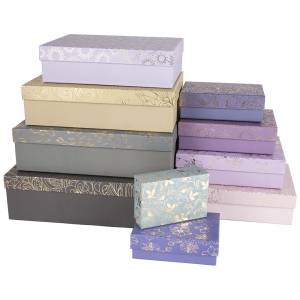 Коробка 17*12*5,5 см. "Цветочный узор" ассорти металлик / 502270