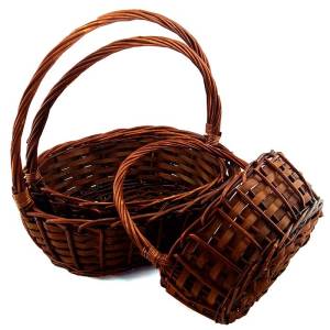 Корзина плетеная. Ива коричневая 31,5*37*35