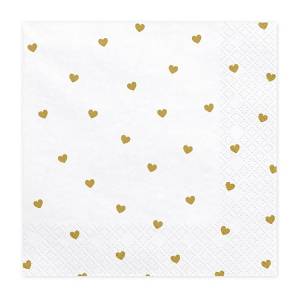 Салфетка Сердца белая 33 см 20шт./1502-5346