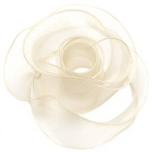 Лента Органза 4 см.*9,14 м. Кремовый с леской / 6233765